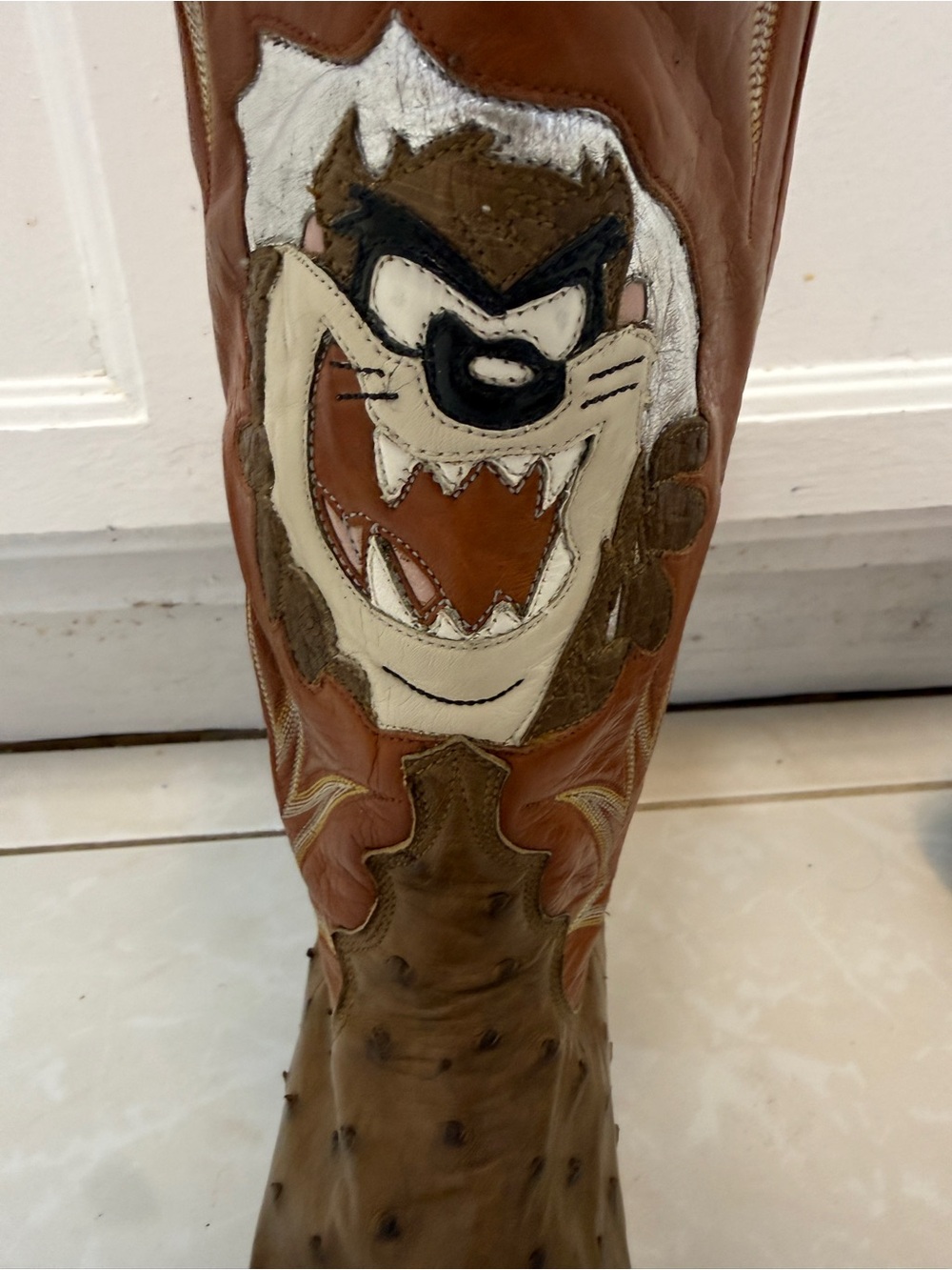 Gary Tucker Custom Ostrich Taz Cowboy Boots Approx 10.5 - Picture 8 of 16